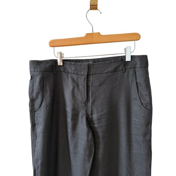 Theory Straight Leg Tailored Pinstripe Pants Black 10 - Picture 2 of 6
